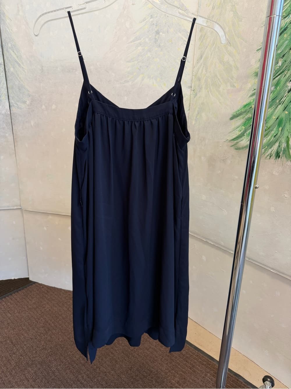 Gorgeous Navy Blue Slip Dress with Adjustable Straps + Pockets - Thumbnail 2