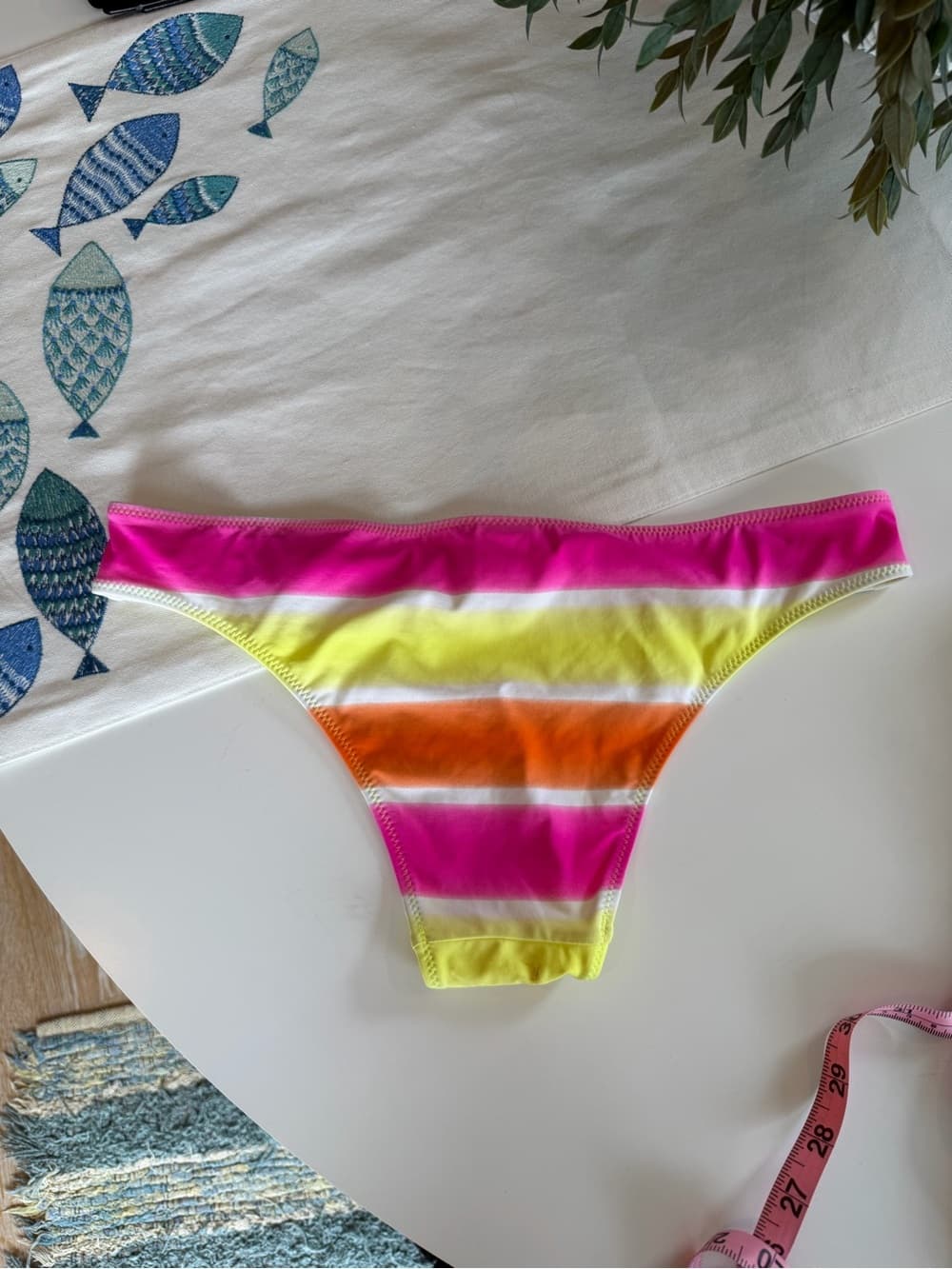 Vintage Neon Stripe Low-Rise Bikini Bottoms - Thumbnail 3