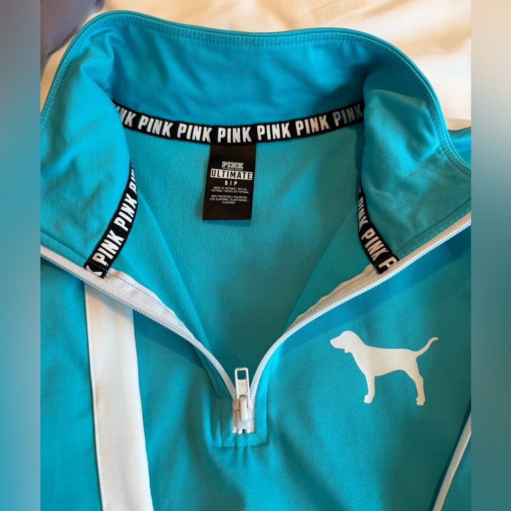 Vintage Victoria's Secret PINK Aqua Quarter-Zip Pullover - Thumbnail 2