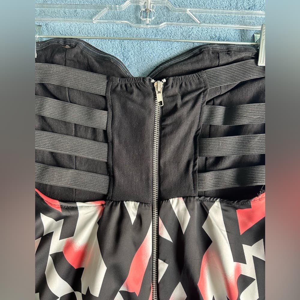 Chic Black and Geometric Pattern Dress - Thumbnail 3