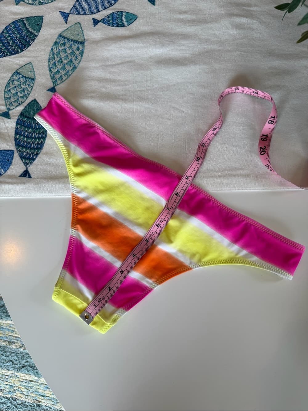 Vintage Neon Stripe Low-Rise Bikini Bottoms - Thumbnail 4