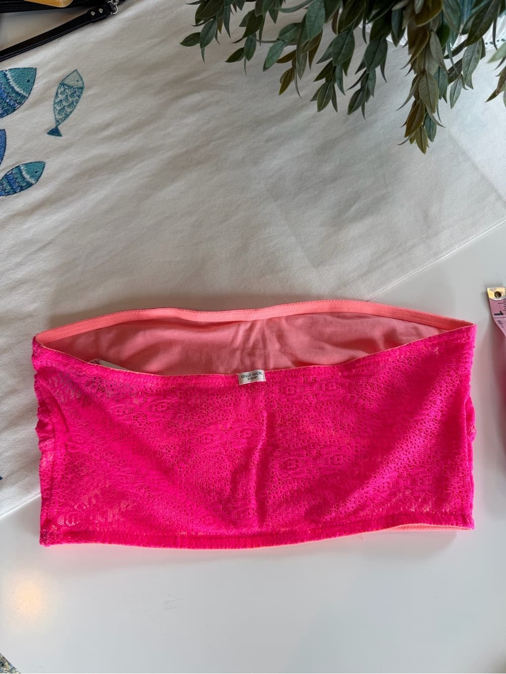 Vintage Gilly Hicks Lace Strapless Crop Top - Thumbnail 3