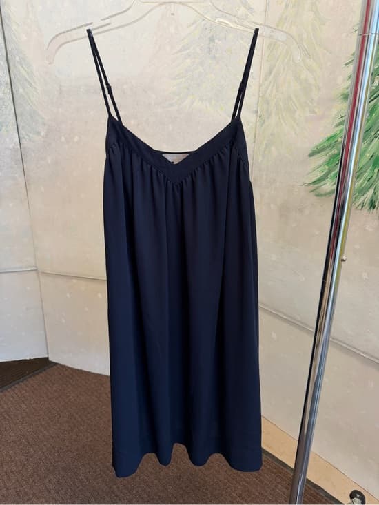 Gorgeous Navy Blue Slip Dress with Adjustable Straps + Pockets - Thumbnail 5
