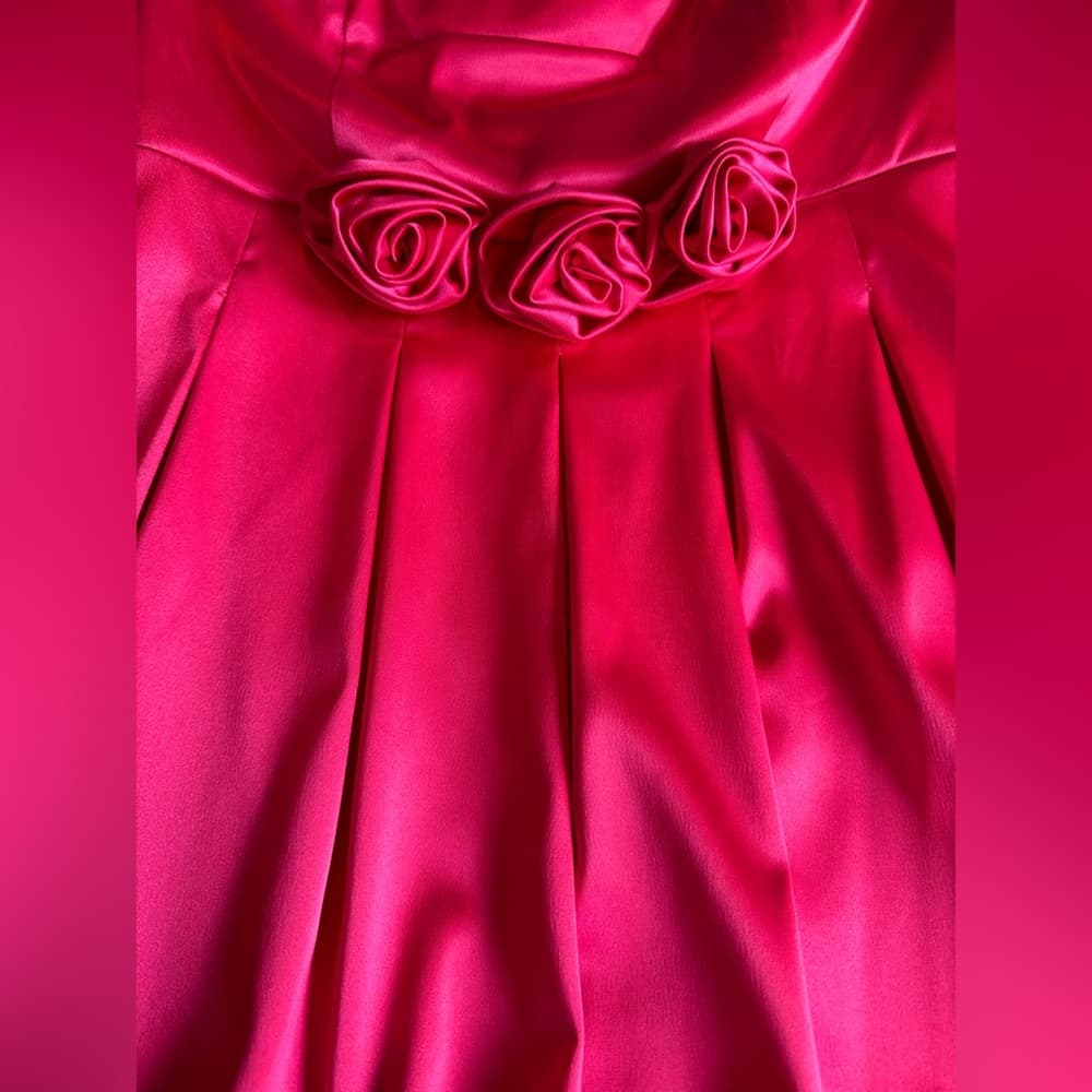 Vintage Barbie Pink Silk Bubble Dress with Rose Accents - Thumbnail 3