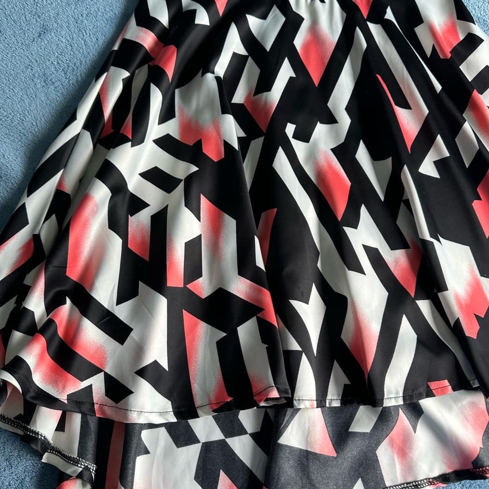 Chic Black and Geometric Pattern Dress - Thumbnail 7