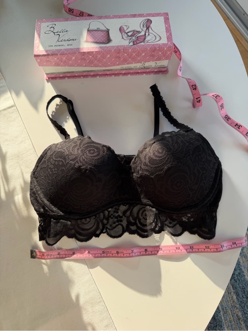 Vintage Black Lace Longline Push-Up Bra Top - Thumbnail 3