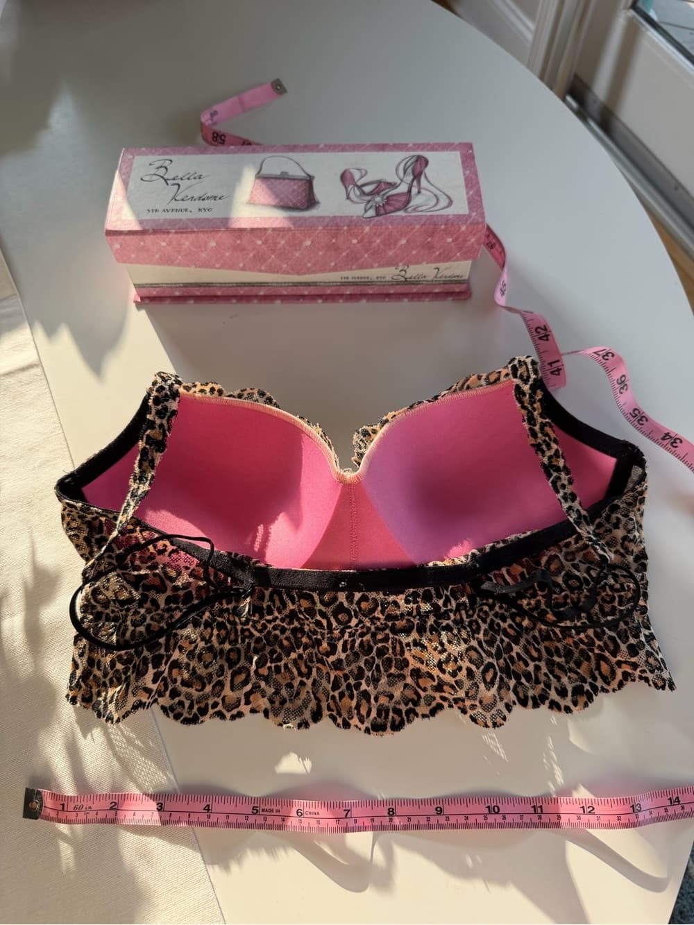 Vintage Cheetah Print Lace Longline Bra Top - Thumbnail 2
