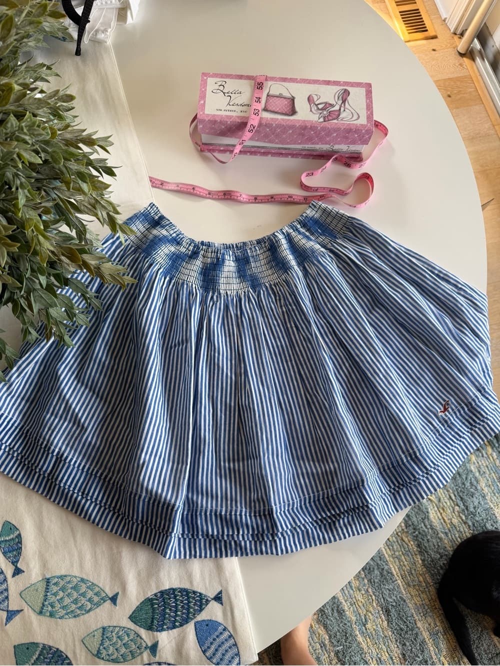 Vintage Blue & White Striped Skirt - Thumbnail 5