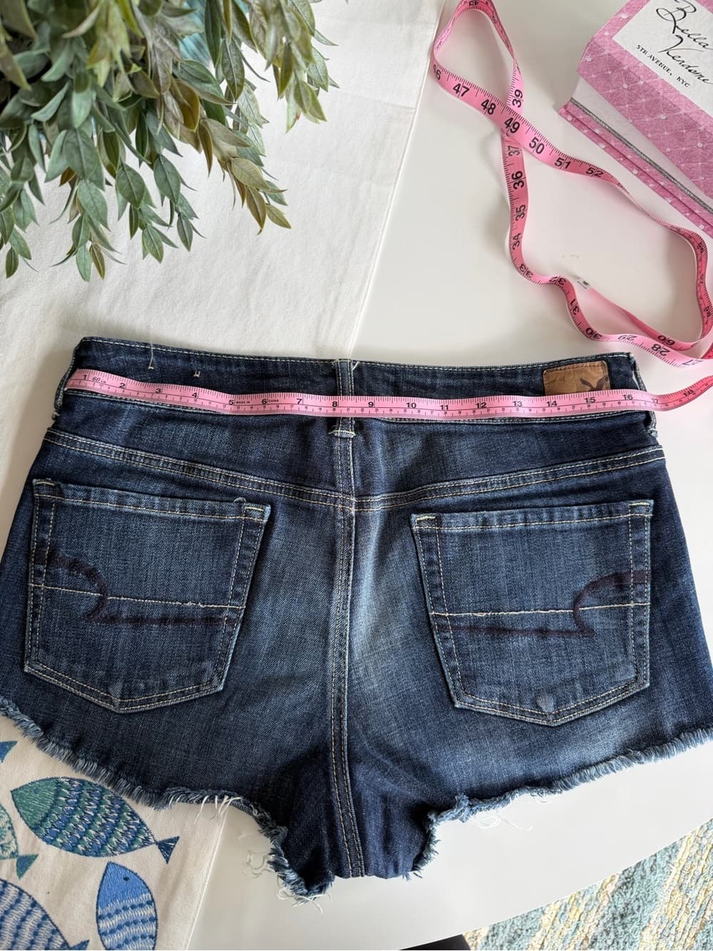 Vintage Dark Blue Denim Shorts - Thumbnail 4
