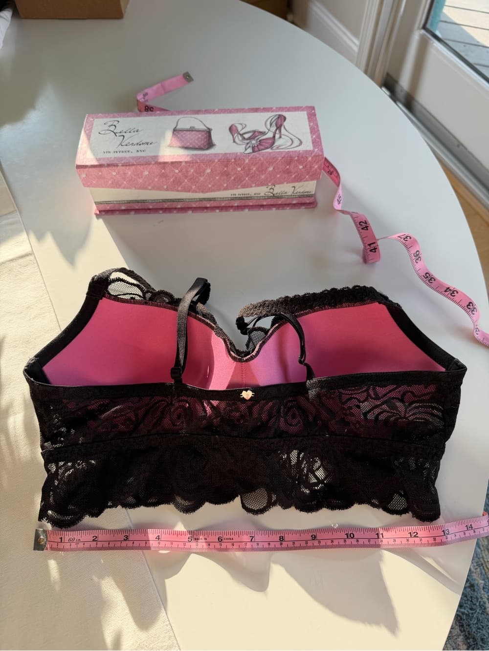 Vintage Black Lace Longline Push-Up Bra Top - Thumbnail 2
