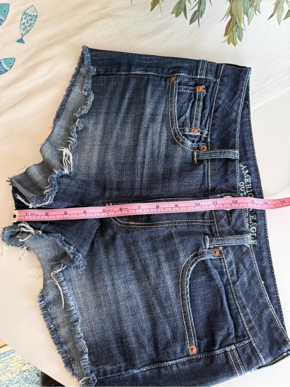 Vintage Dark Blue Denim Shorts - Thumbnail 2