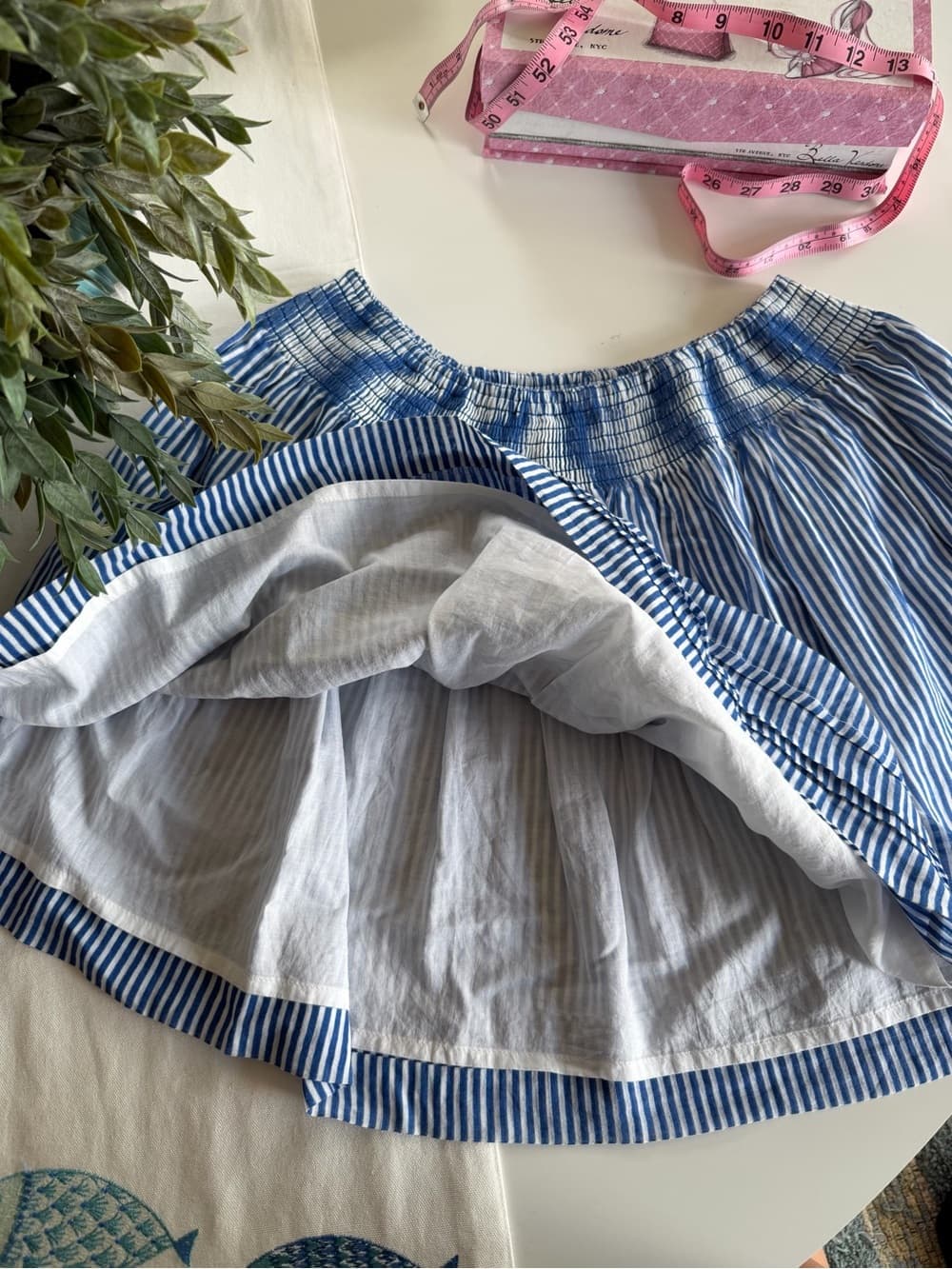 Vintage Blue & White Striped Skirt - Thumbnail 3