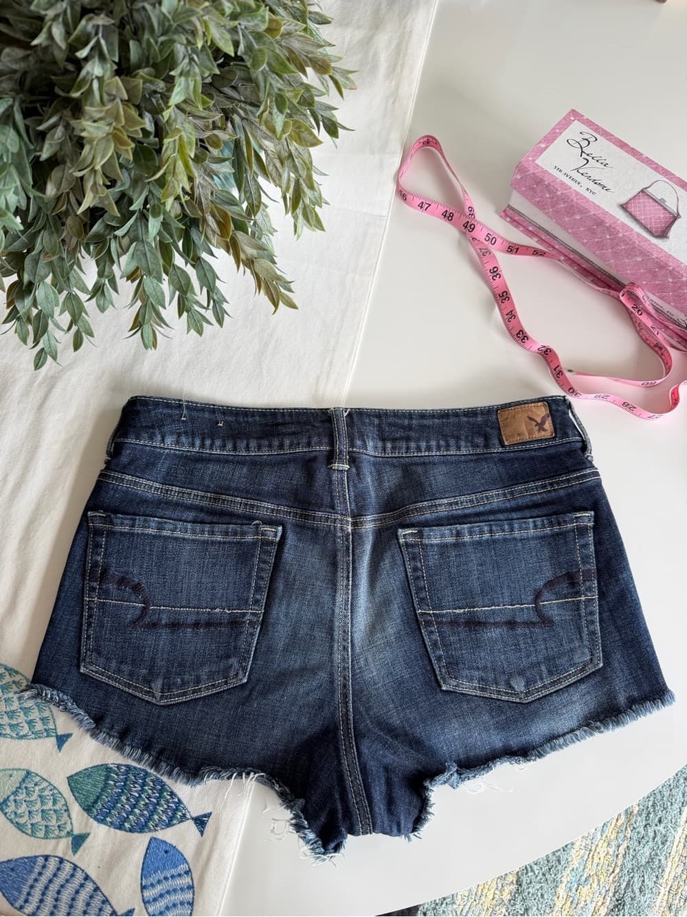 Vintage Dark Blue Denim Shorts - Thumbnail 3