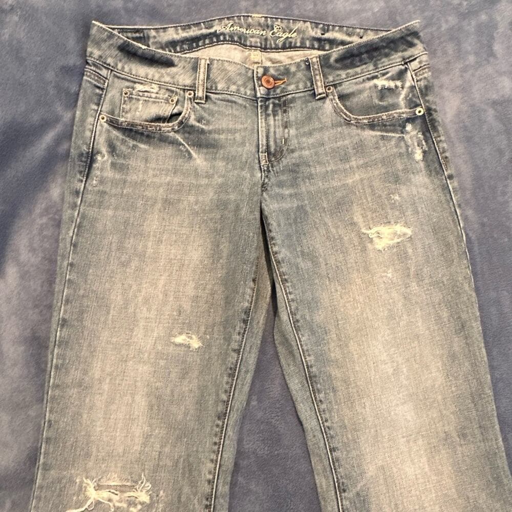 Vintage AE Casual Distressed Boyfriend Jeans 8 Long - Thumbnail 3