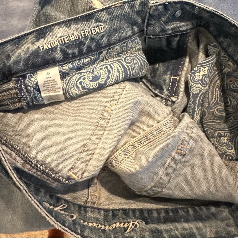 Vintage AE Casual Distressed Boyfriend Jeans 8 Long - Thumbnail 6