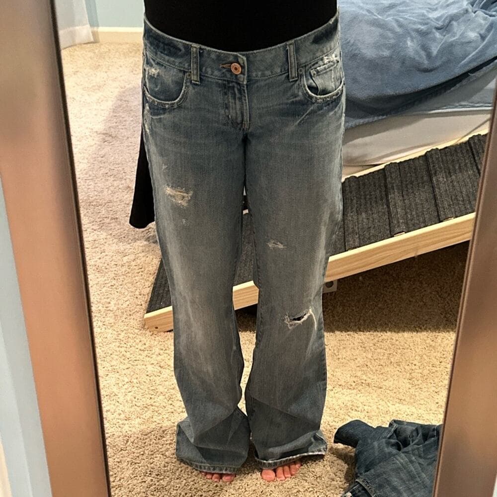 Vintage AE Casual Distressed Boyfriend Jeans 8 Long - Thumbnail 7