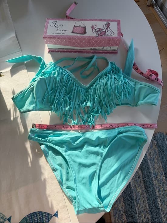 Gorgeous Turquoise Fringe Bikini Set - Thumbnail 4