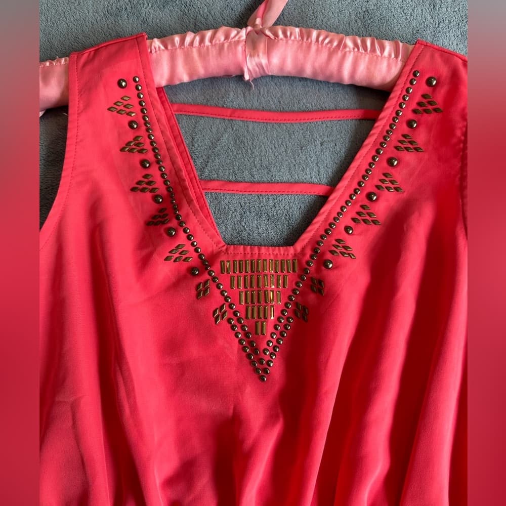 NWT Coral Embellished V-Neck Dress - Thumbnail 2