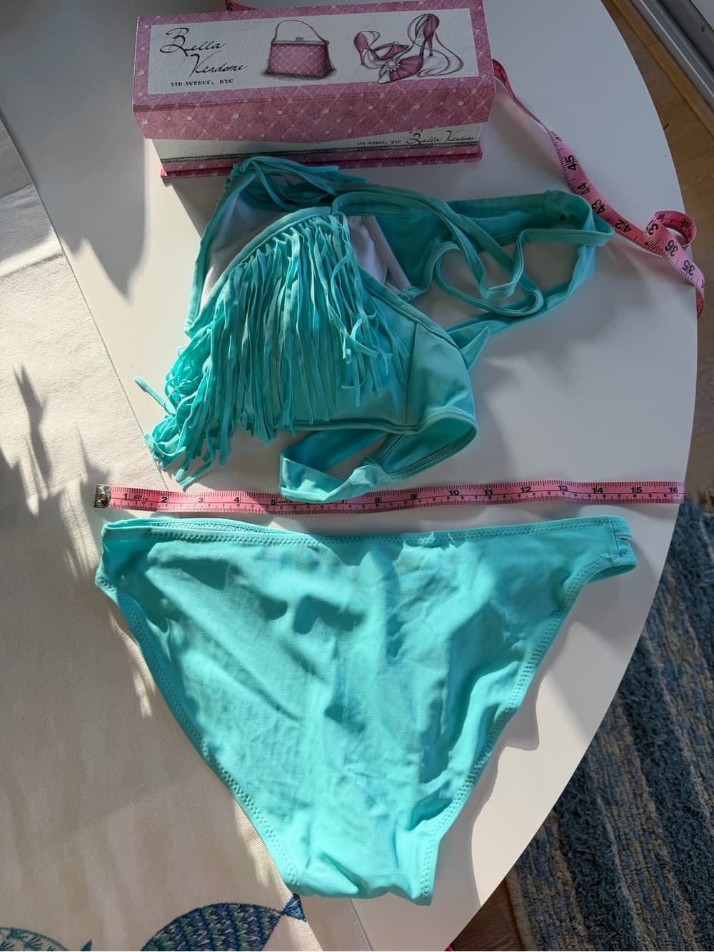 Gorgeous Turquoise Fringe Bikini Set - Thumbnail 2