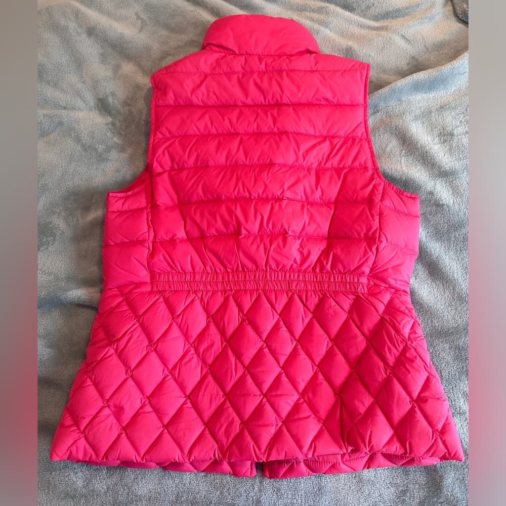 Talbots Quilted Down Puffer Vest Pink/Gold - Thumbnail 2