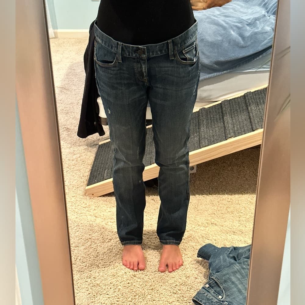 Ann Taylor Loft Dark Blue Straight Leg Jeans - Thumbnail 7