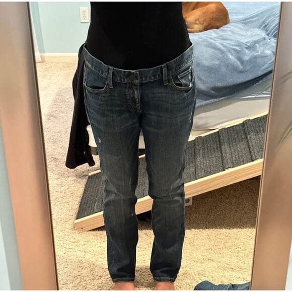 Ann Taylor Loft Dark Blue Straight Leg Jeans NWOT 12 Petite - Thumbnail 7