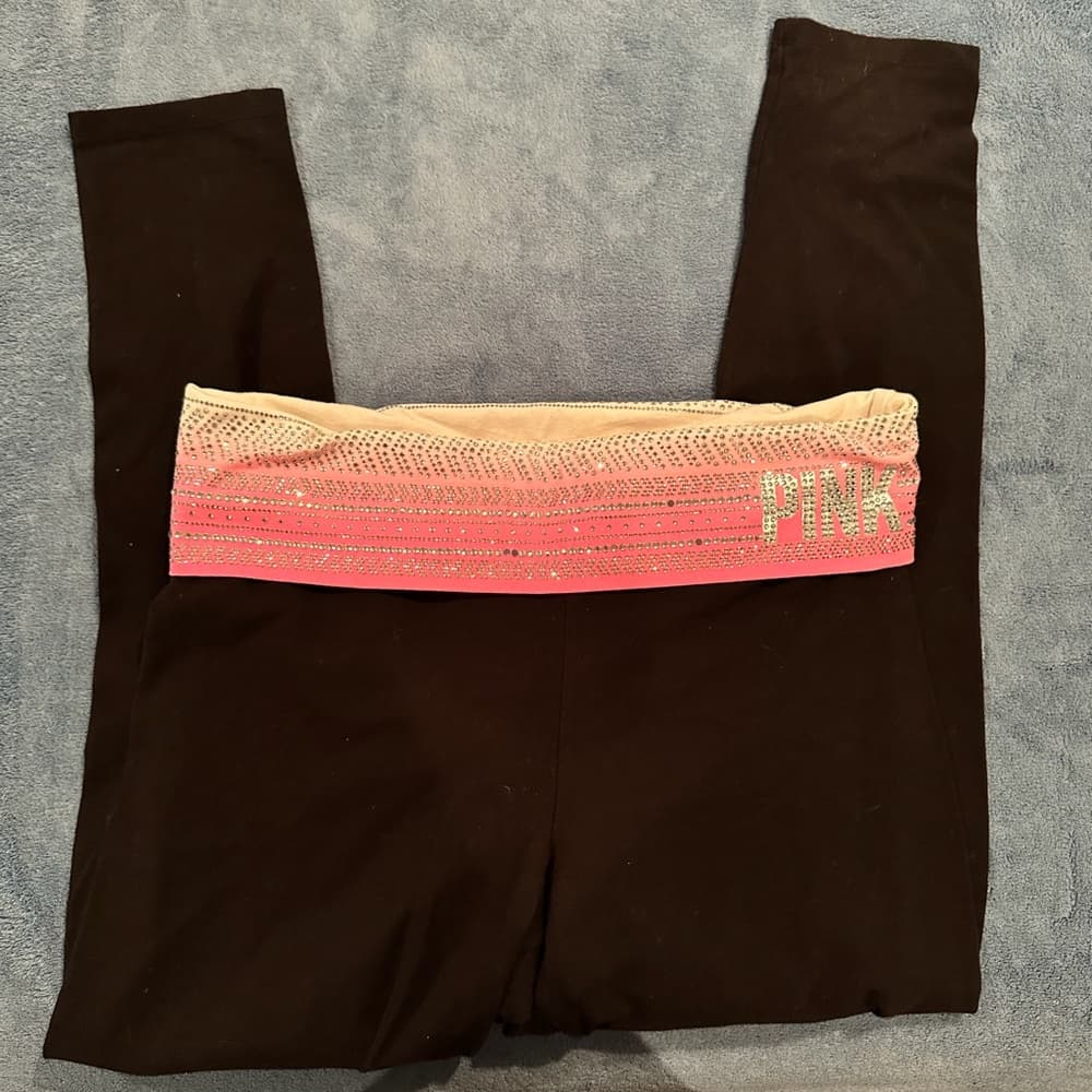 Victoria's Secret PINK Leggings with Ombre Glitter Waistband EUC - Thumbnail 4