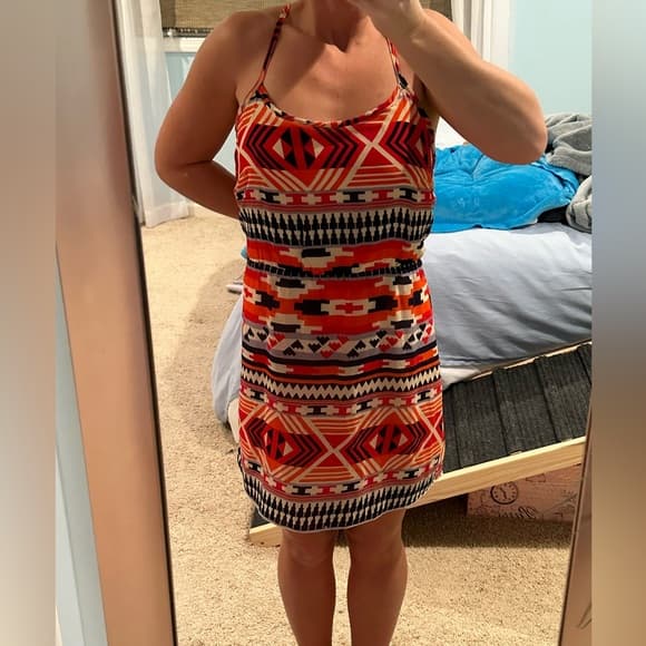 Tribal Print Autumn Dress - Thumbnail 5