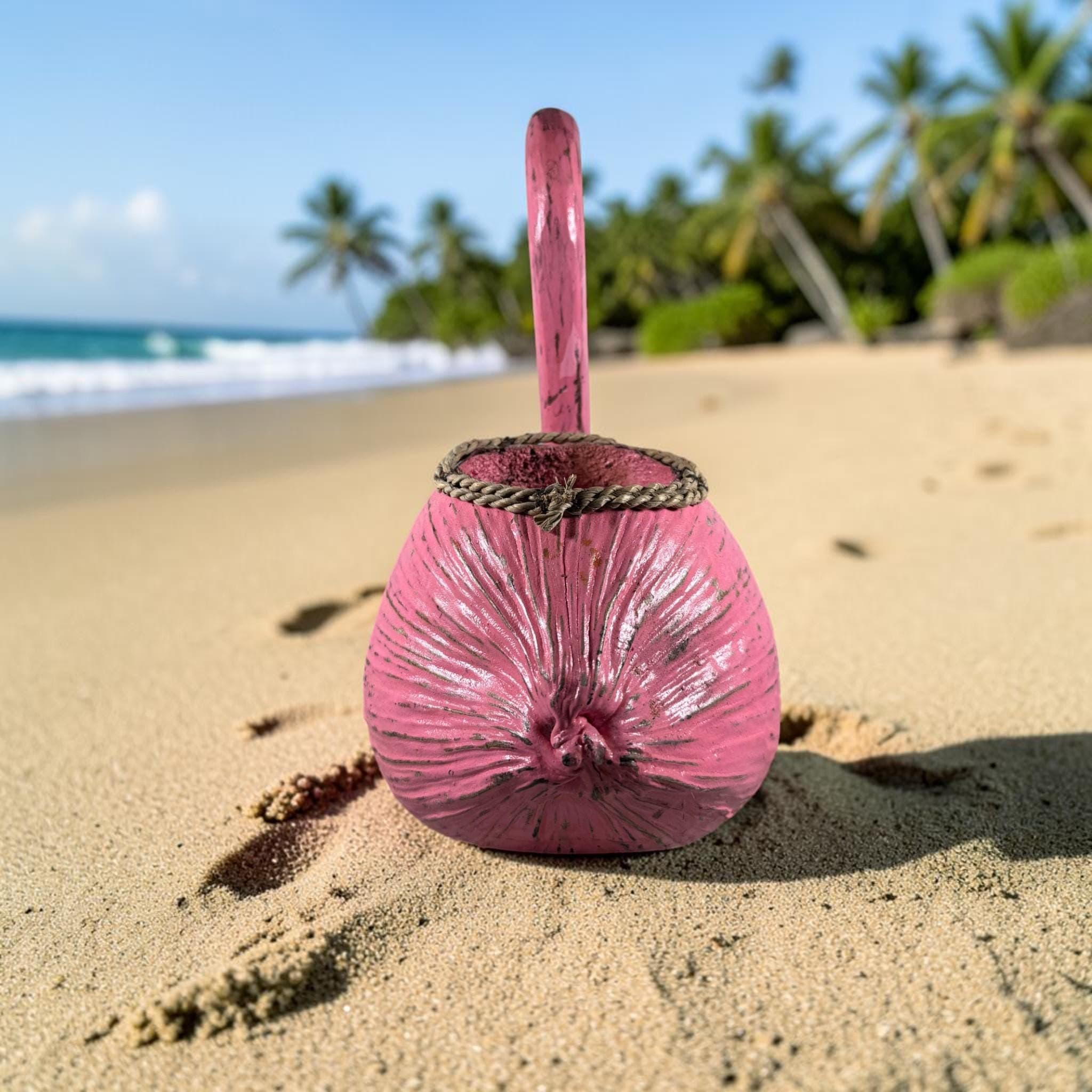 Handmade Flamingo Coconut Planter | Tropical Beach Decor | Pink Flamingo Flower Pot | Coastal Garden Decor | Unique Succulent Planter - Thumbnail 7