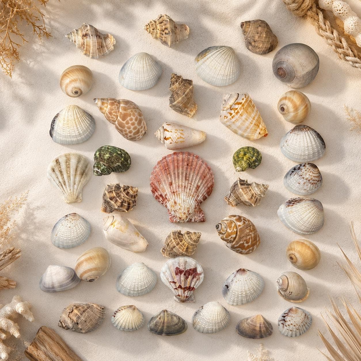 Sea Shell Mix – 1 lb Lot of Natural Scallop, Conch & Turbo Shells for Crafting and Decor - Thumbnail 2