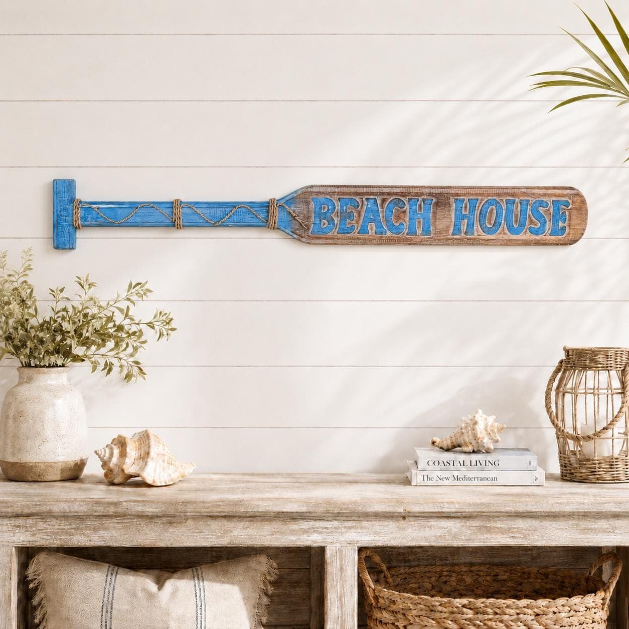 Hand Carved Wooden Oar Wall Decor, "Beach House" "Lake House" "Welcome" Sign, Coastal Nautical Paddle Wall Hanging, Rustic Decor - Thumbnail 5
