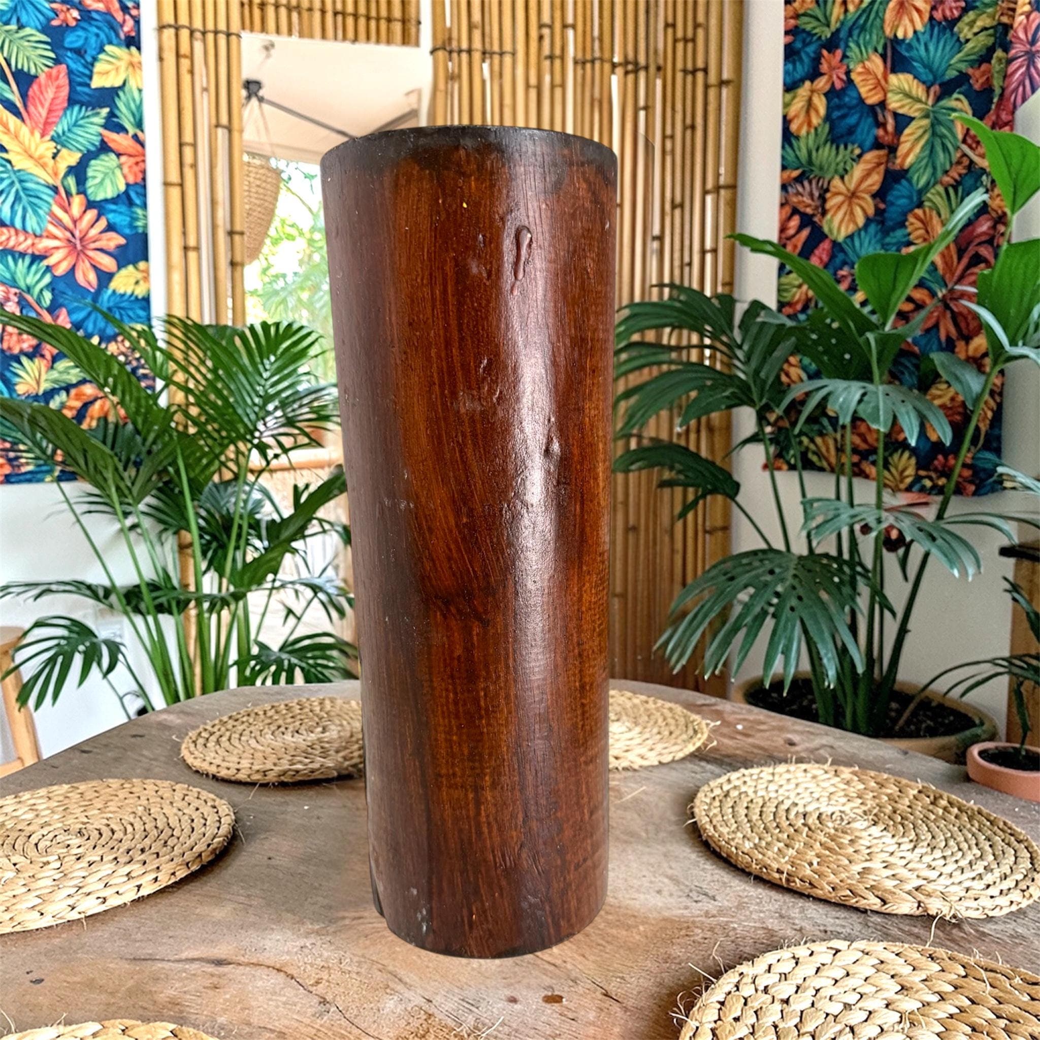 Hand Carved Wooden Tiki Statue – Hand-Painted Tropical Decor Accent - Thumbnail 3