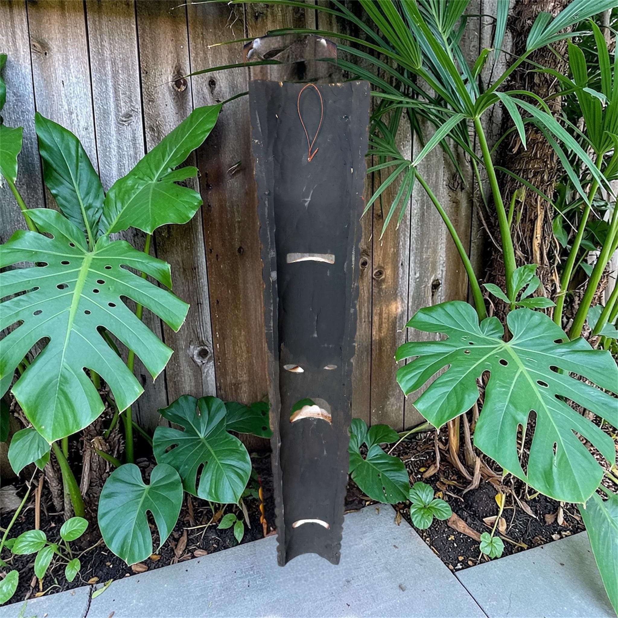 Hand Carved Tiki Mask Wall Art – Polynesian Wood Totem Decor - Thumbnail 4