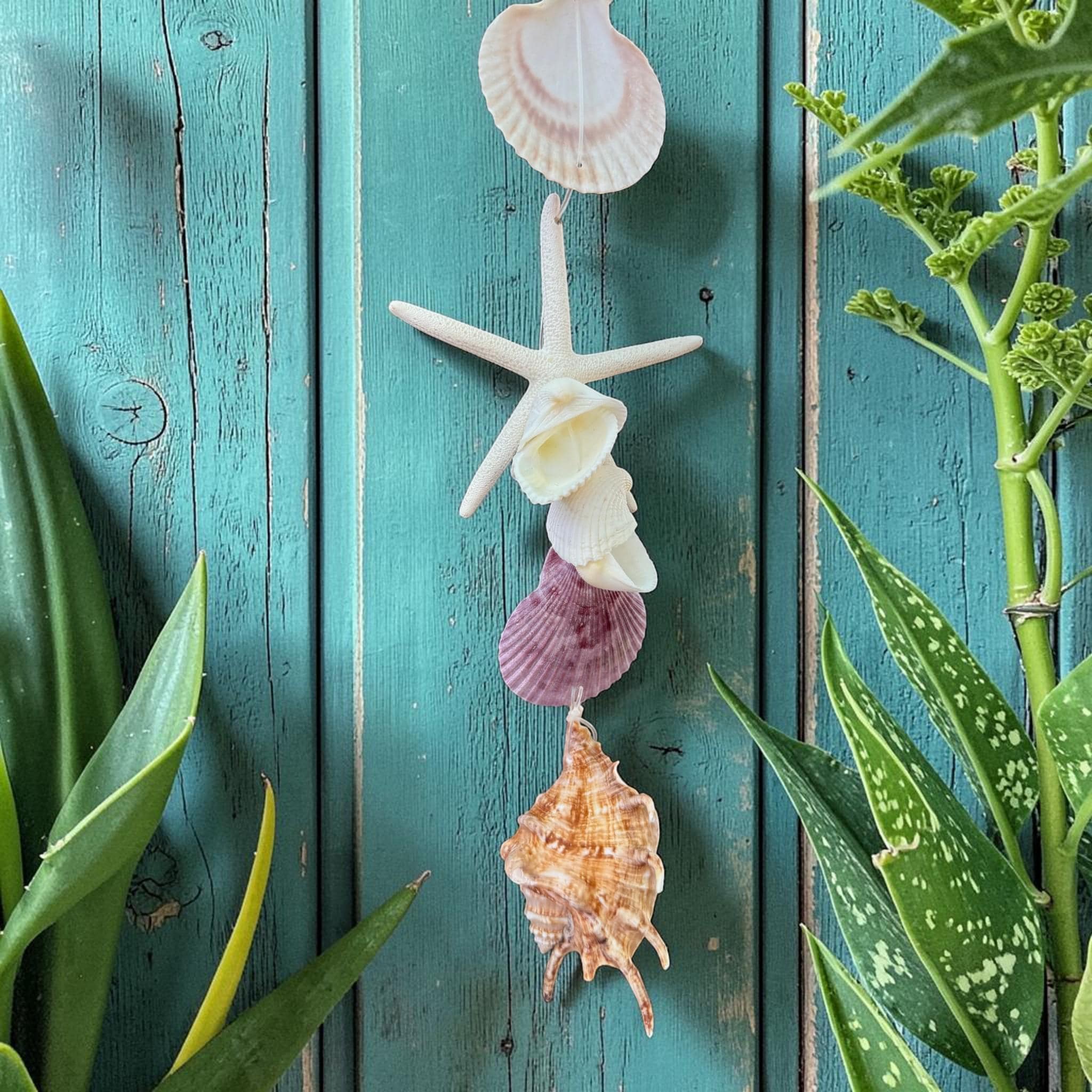 Seashell Garland Wall Hanging | Beach Nautical Boho Coastal Home Accent - Thumbnail 2
