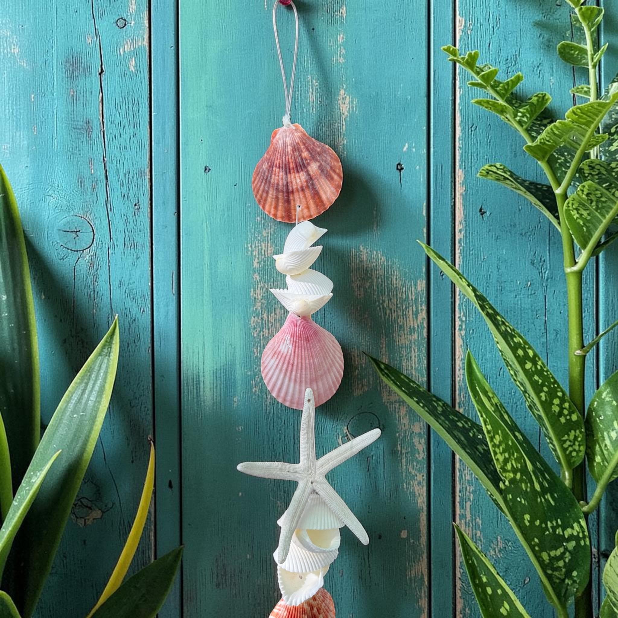 Seashell Garland Wall Hanging | Beach Nautical Boho Coastal Home Accent - Thumbnail 3