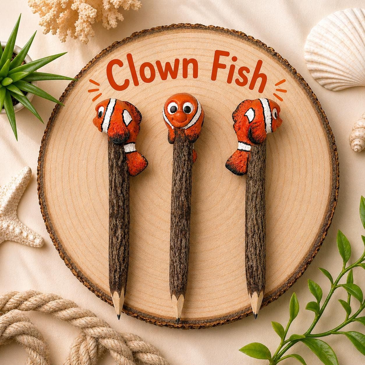Handmade Sea Animal Twig Pencils – Natural Branch Pencils with Hand‑Painted Ocean Creature Toppers - Thumbnail 3
