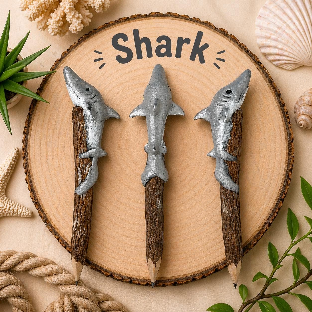 Handmade Sea Animal Twig Pencils – Natural Branch Pencils with Hand‑Painted Ocean Creature Toppers - Thumbnail 6