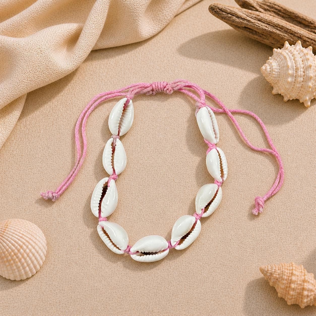 Handmade Cowrie Shell Bracelet – Adjustable Boho Beach Jewelry, Surfer Charm Gift (5 Colors) - Thumbnail 4