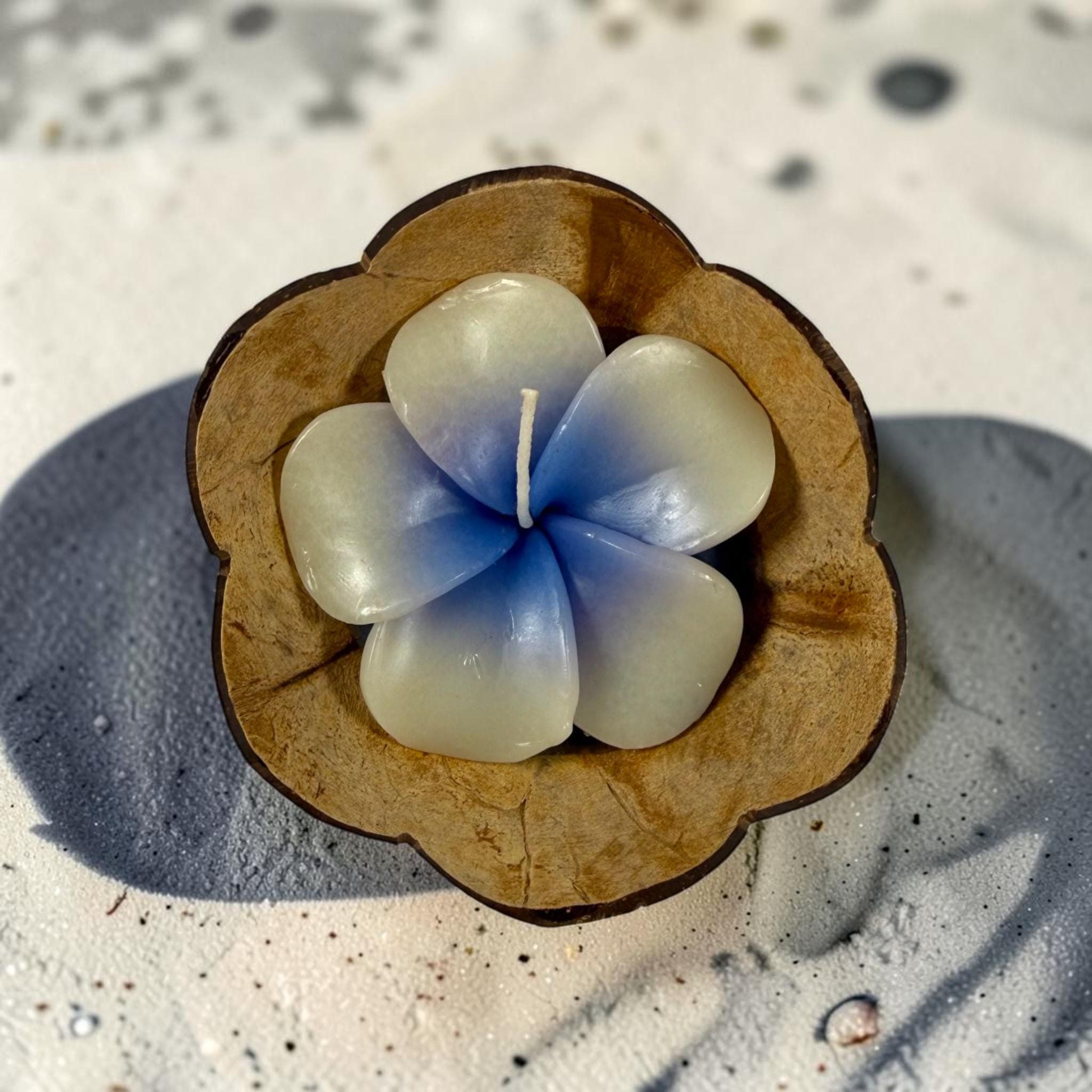 Hibiscus Flower Candle in Natural Coconut Bowl – Handmade Scented Wax Decor - Thumbnail 6