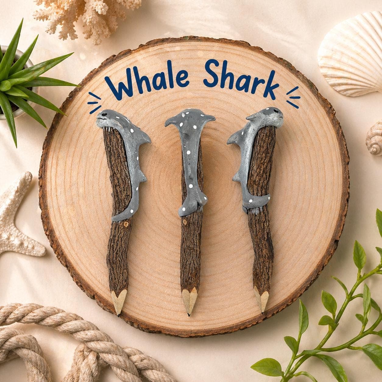 Handmade Sea Animal Twig Pencils – Natural Branch Pencils with Hand‑Painted Ocean Creature Toppers - Thumbnail 9