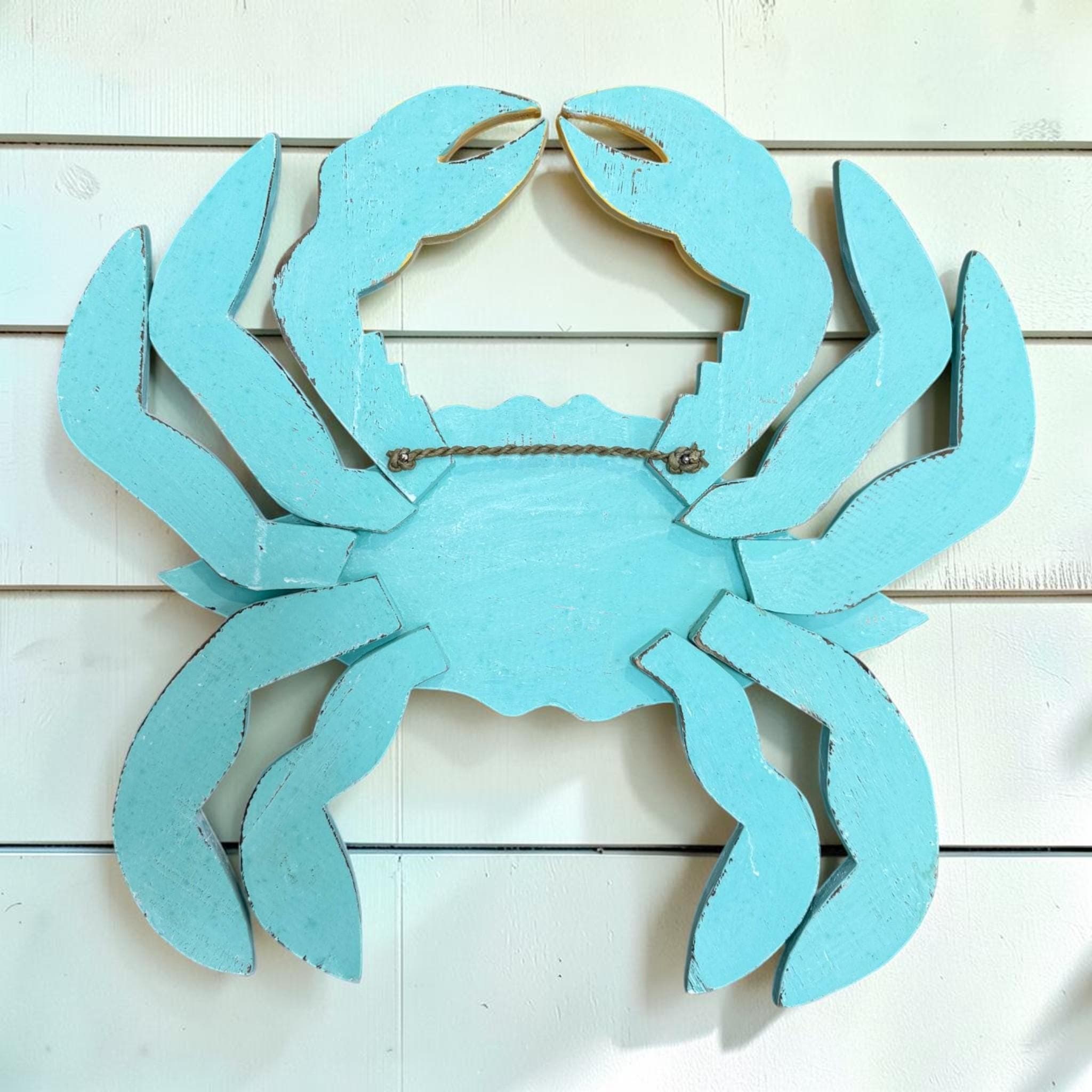 Coastal Wooden Crab Wall Decor | Handmade Beach House Wall Art | Nautical Blue Crab Sign | Coastal Cottage Decor | Ocean Wall Hanging - Thumbnail 3