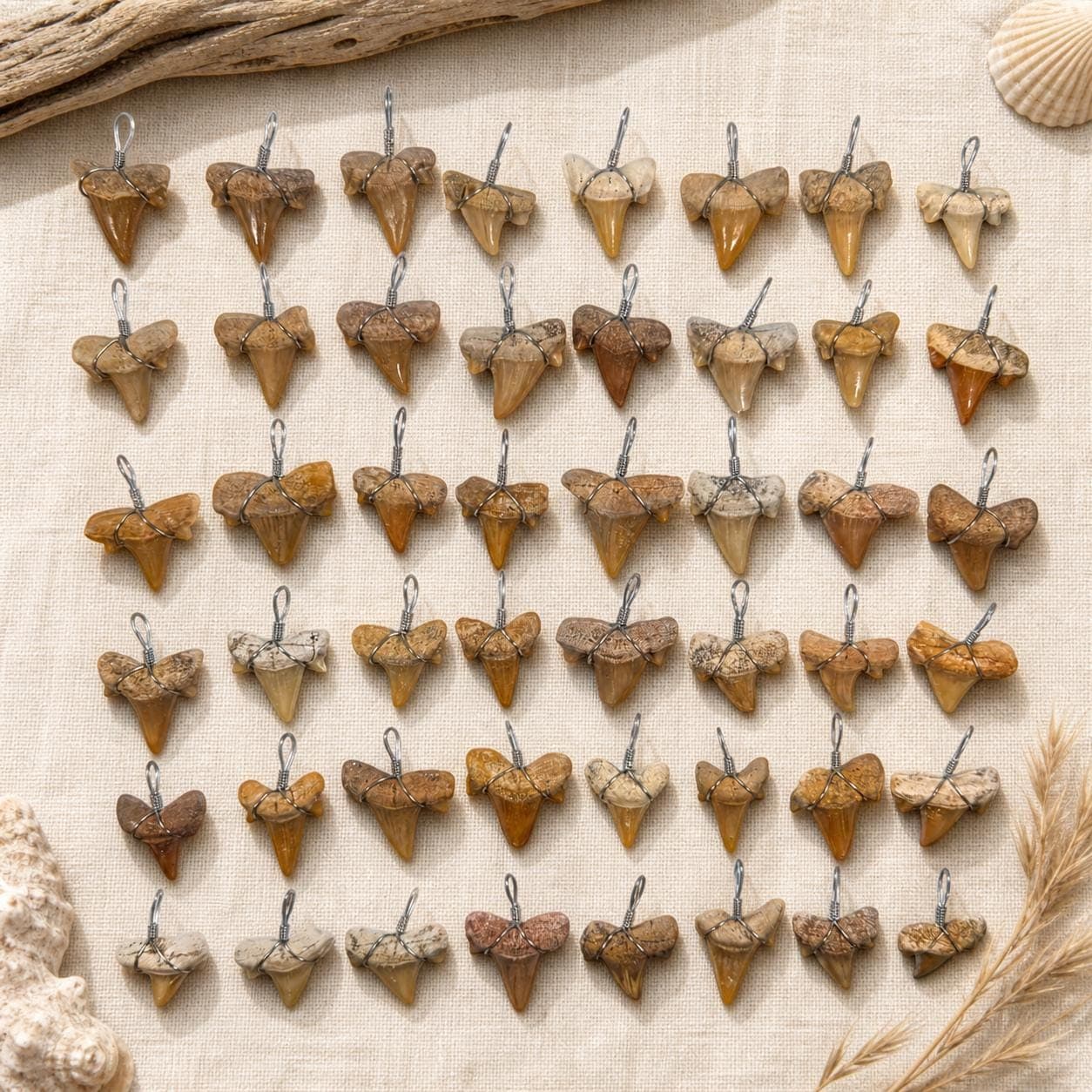 Real Fossilized Shark Tooth Pendant – Wire‑Wrapped Necklace Charm – Natural Coastal Fossil Jewelry Supply - Thumbnail 5