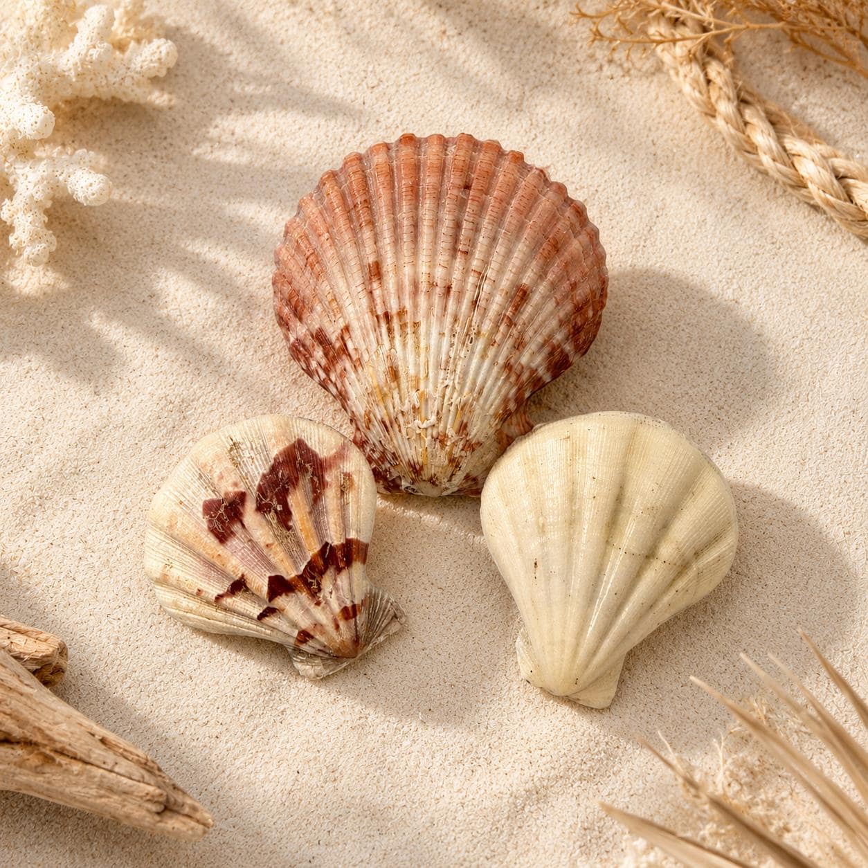 Mixed Natural Sea Shells – 8 oz Craft Supply Lot (~40 Shells) | Scallop, Murex, Conch, Turbo & Moon Snail Mix - Thumbnail 2