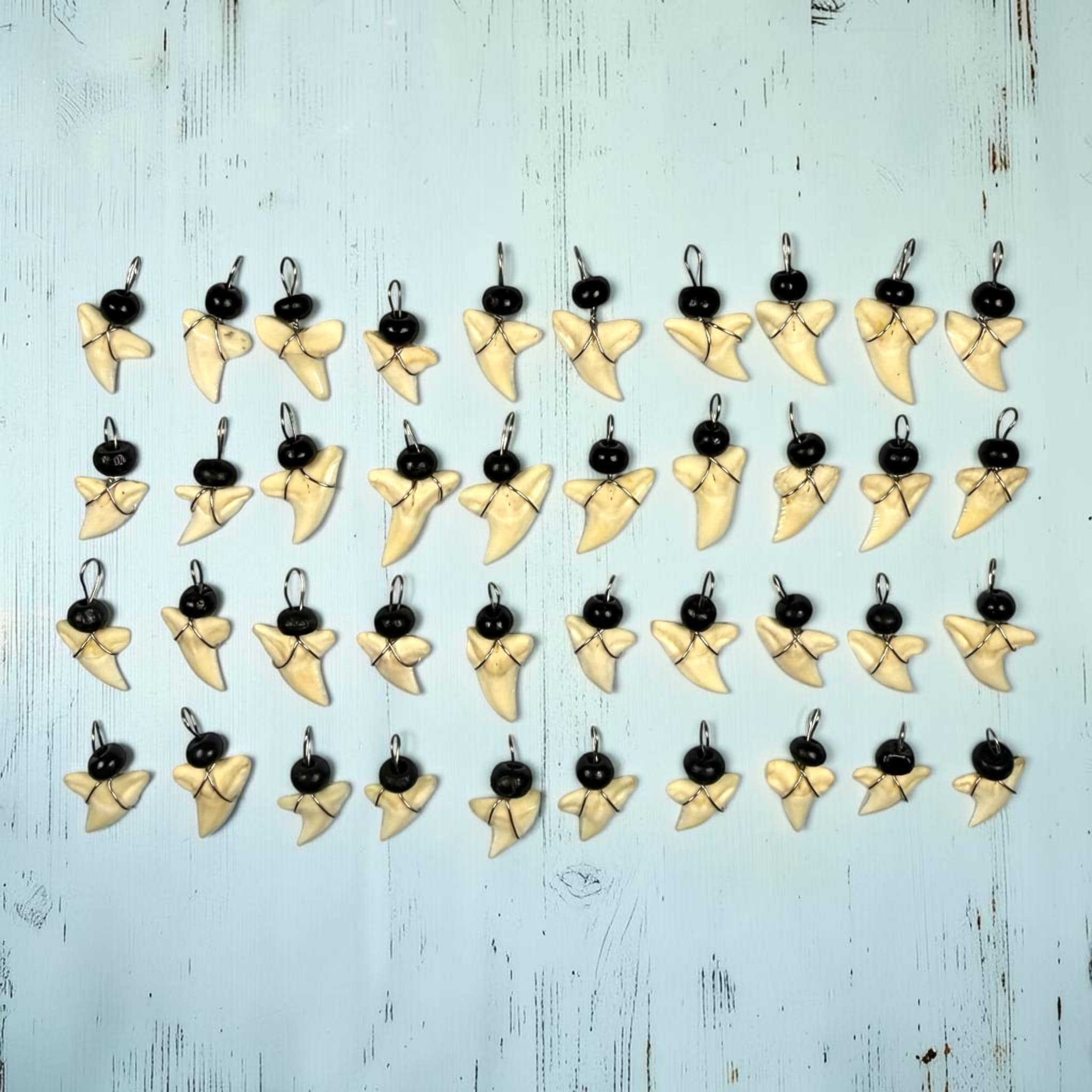 Authentic Tiger Shark Tooth Pendant – Wire-Wrapped Charm for Jewelry Making - Thumbnail 2