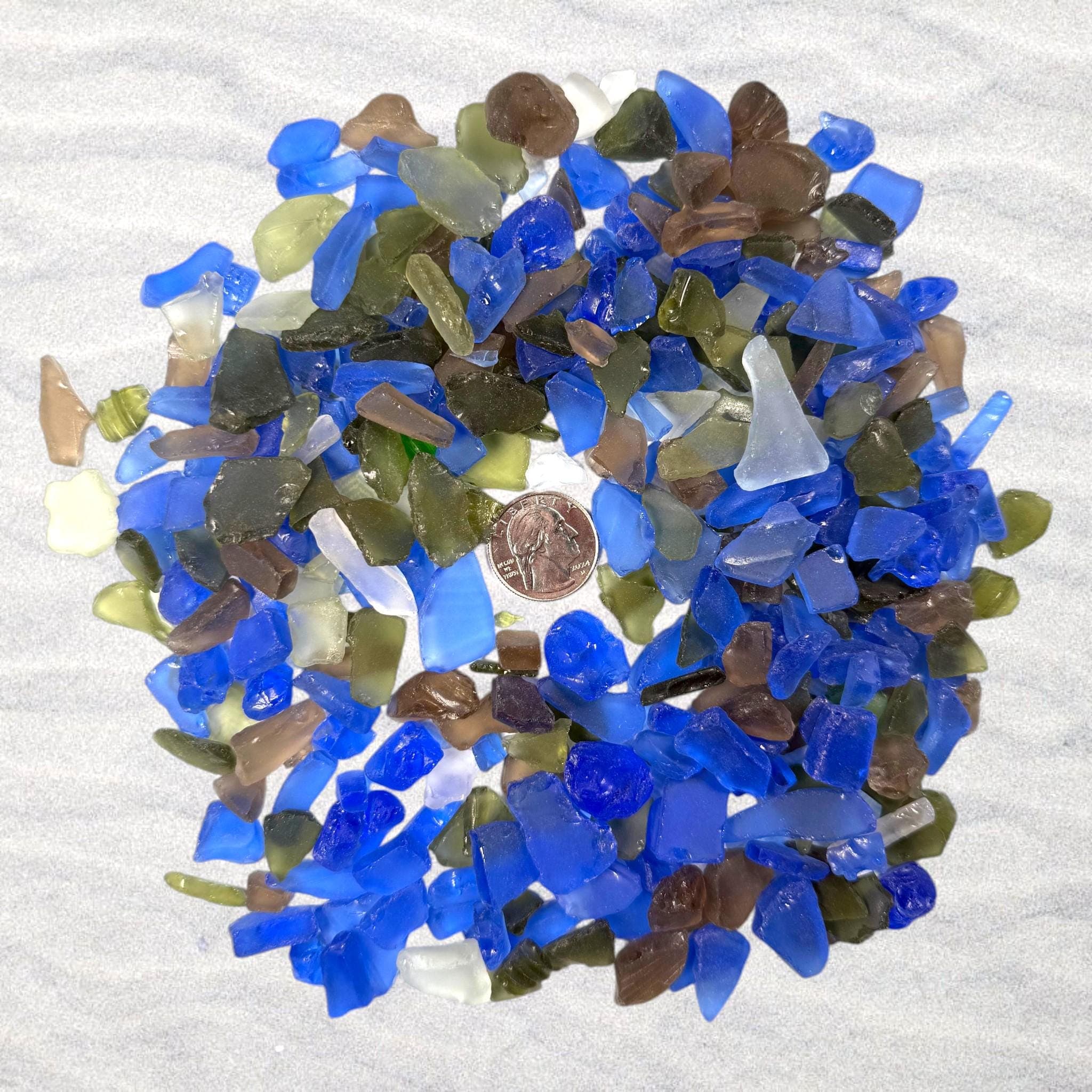 Bulk Sea Glass Mix – Blue Coastal Craft Glass for Jewelry, Decor, Mosaics - Thumbnail 2