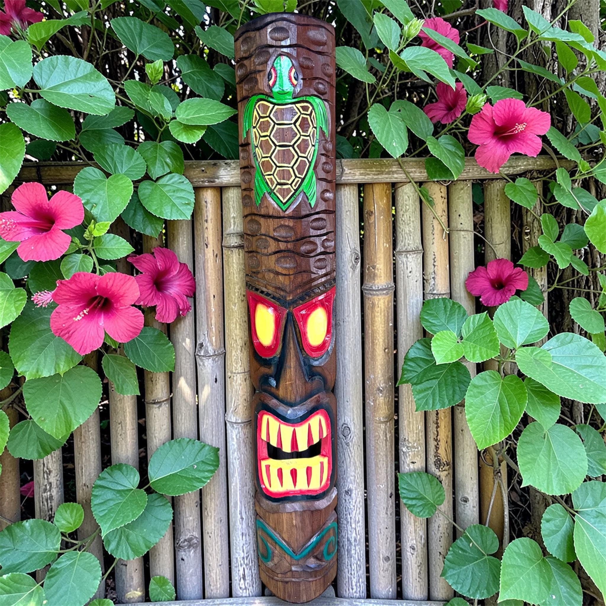 Hand Carved Tiki Mask Wall Art – Polynesian Wood Totem Decor