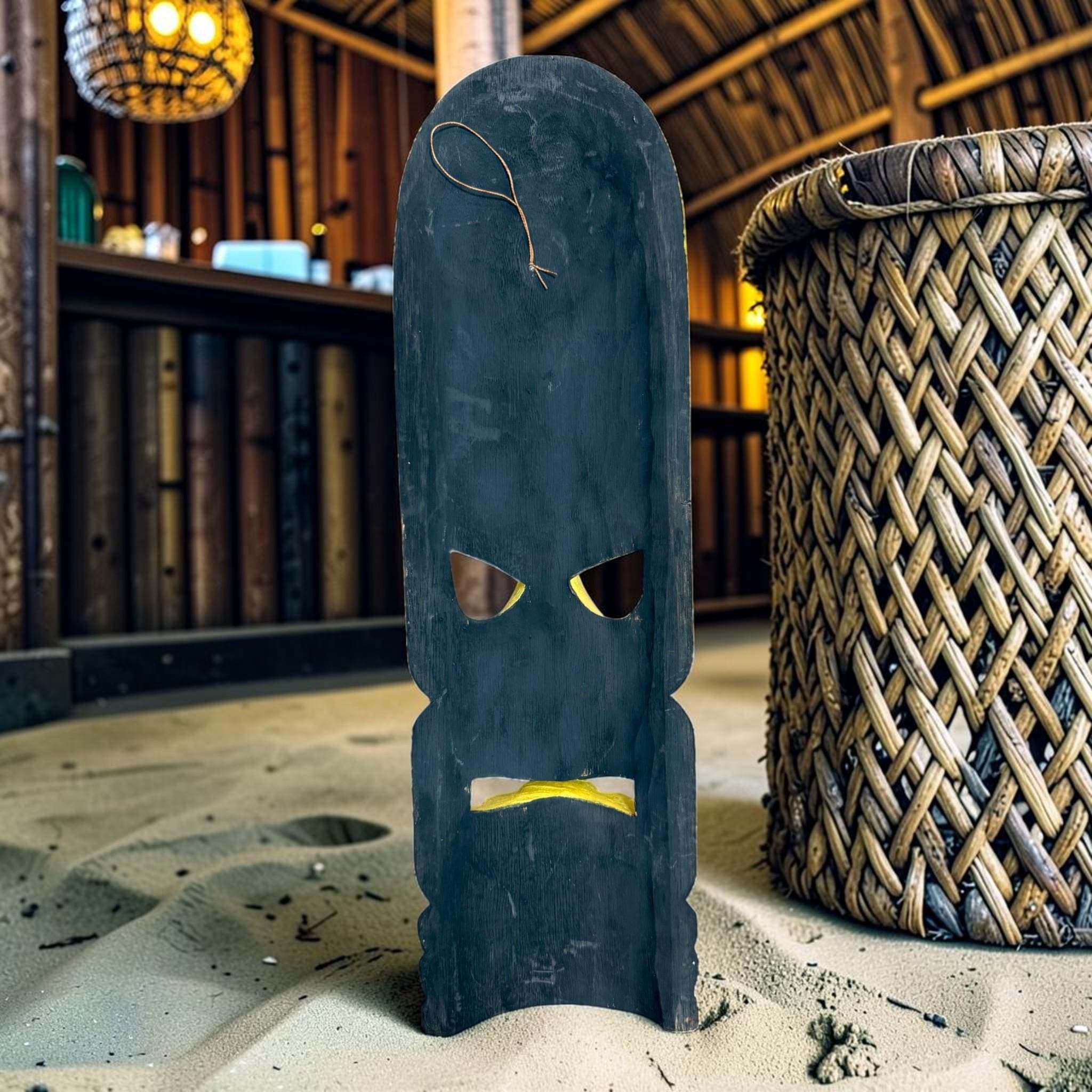 Handmade Tiki Bar Wall Mask | Tropical Wood Wall Decor | Polynesian Style Tiki Sign | Beach Bar Decor | Hawaiian Luau Home Accent - Thumbnail 4