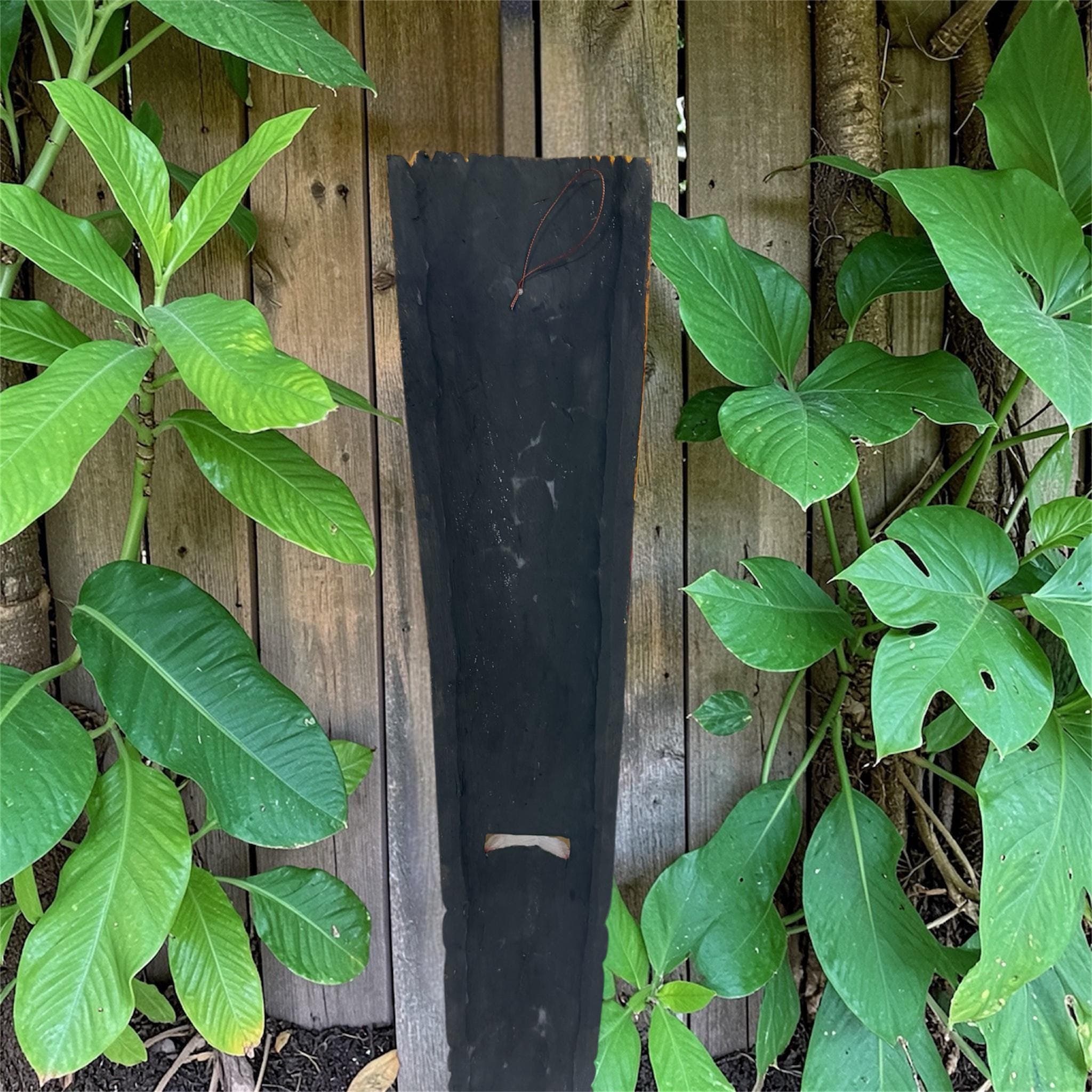 Hand Carved Tiki Mask Wall Art – Polynesian Wood Totem Decor - Thumbnail 4