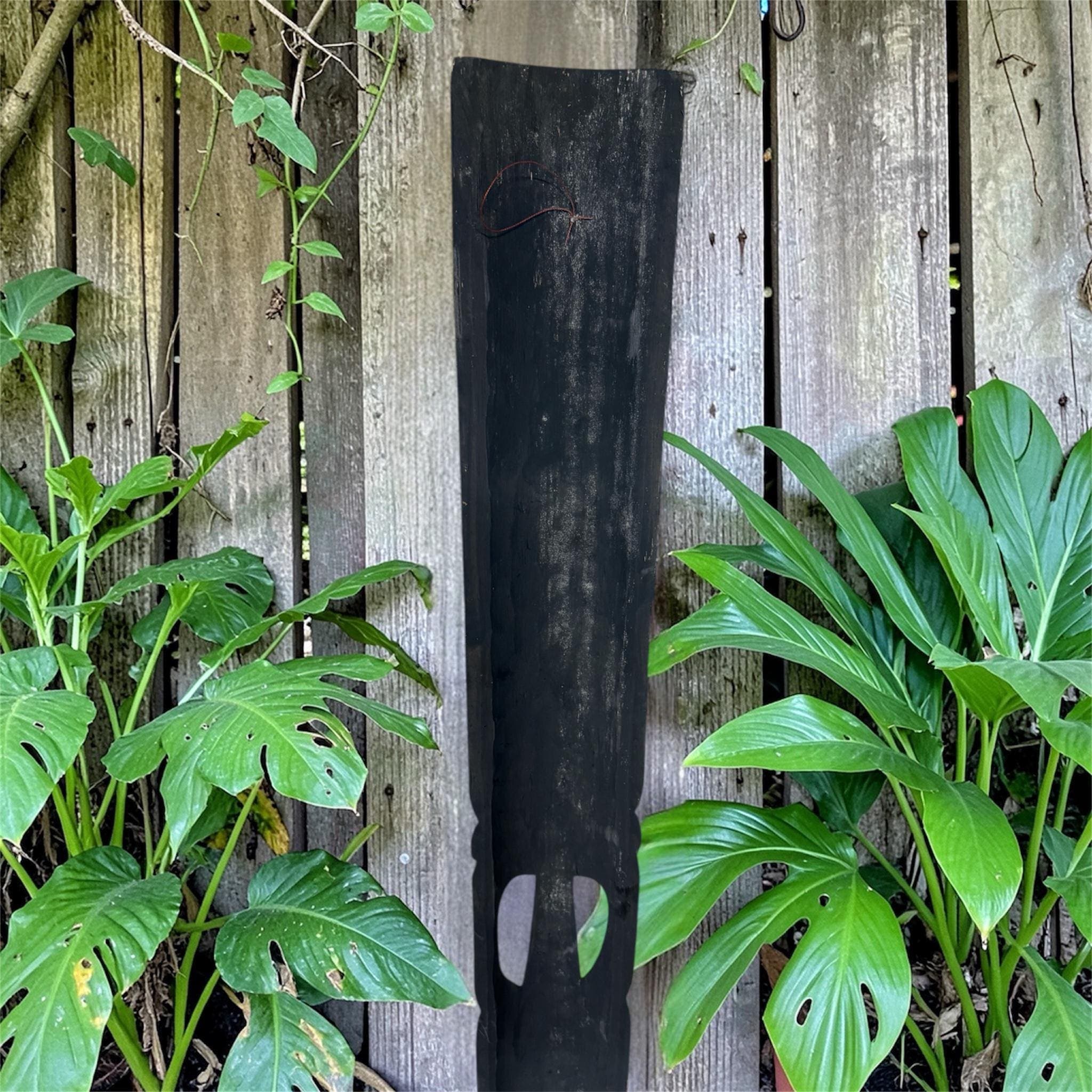 Hand Carved Tiki Mask Wall Art – Polynesian Wood Totem Decor - Thumbnail 4