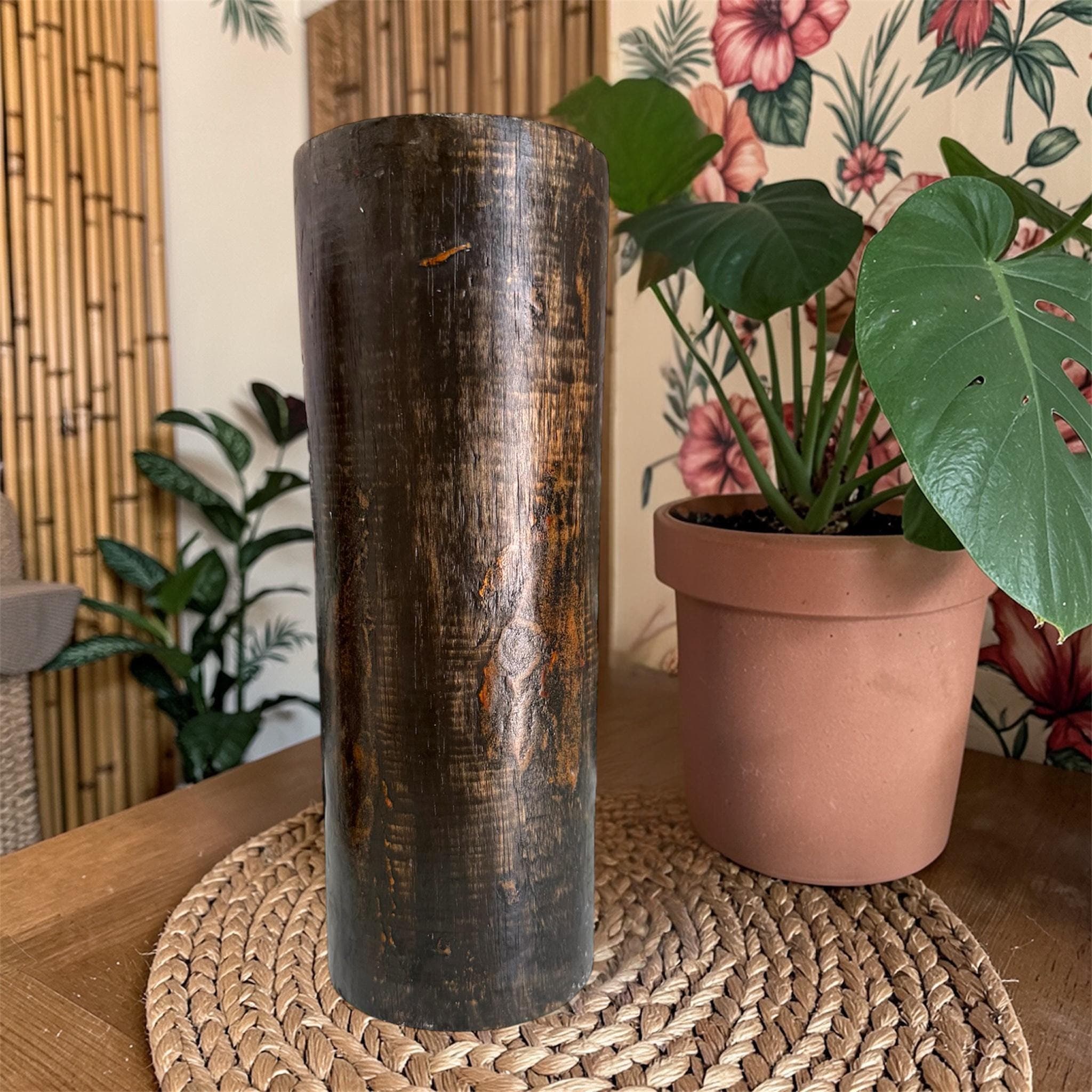 Hand Carved Wooden Tiki Statue, Hand-Painted Tropical Decor Accent - Thumbnail 3